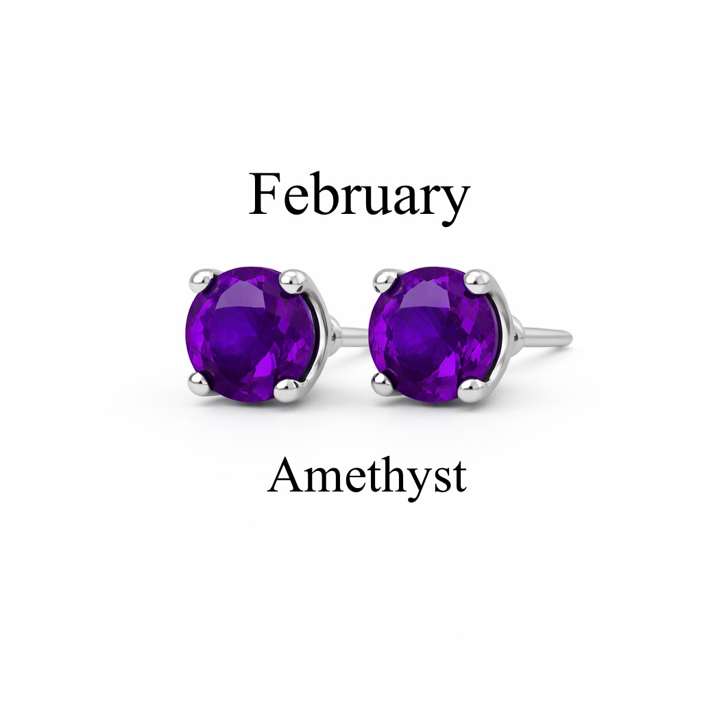 3mm Amethyst Stud Earrings February Birthstone 50$